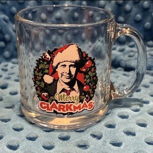MERRY CLARKMAS Lampoon's Christmas Vacation CLEAR GLASS MUG